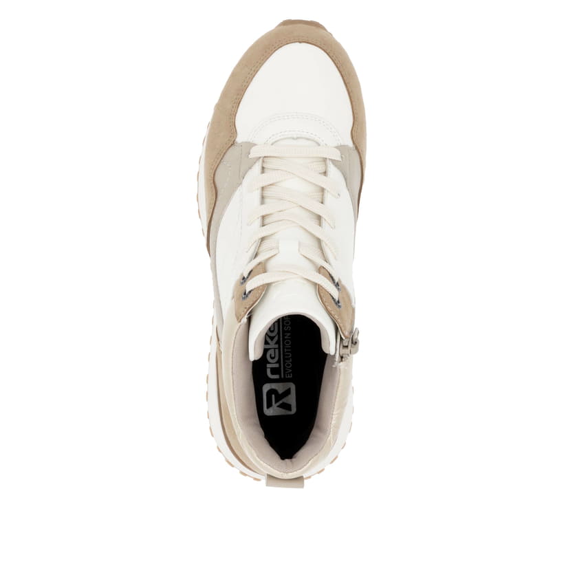 Rieker Artikelnummer W0672-80 Rieker Damen Sneaker High weiß-beige Fabrikladen