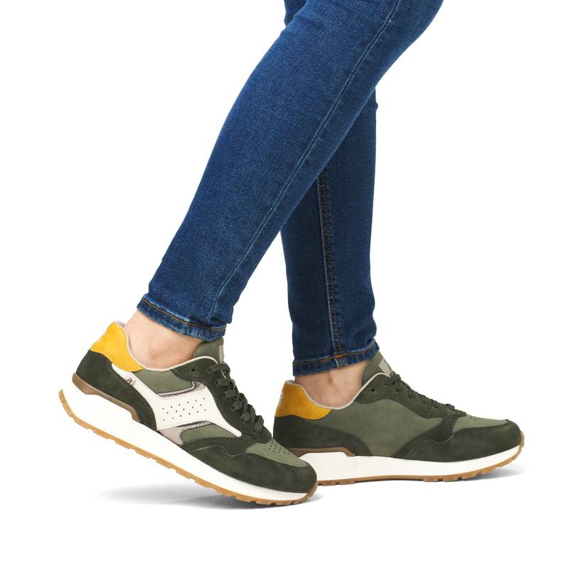 Rieker Artikelnummer W0607-54 Rieker Damen Sneaker Low khaki-cremeweiß Blitzverkäufe