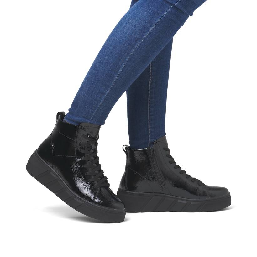 Rieker Artikelnummer W0561-01 Rieker Damen Sneaker High glanzschwarz Verkauf