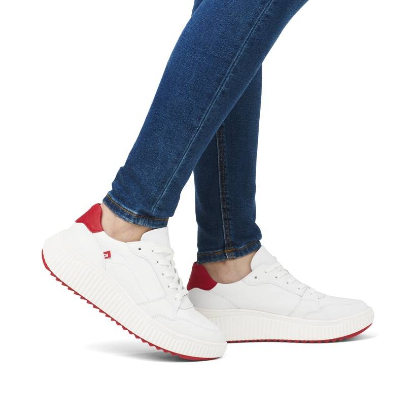 Rieker Artikelnummer W1700-80 Rieker Damen Sneaker Low kristallweiß-rot Hotsell