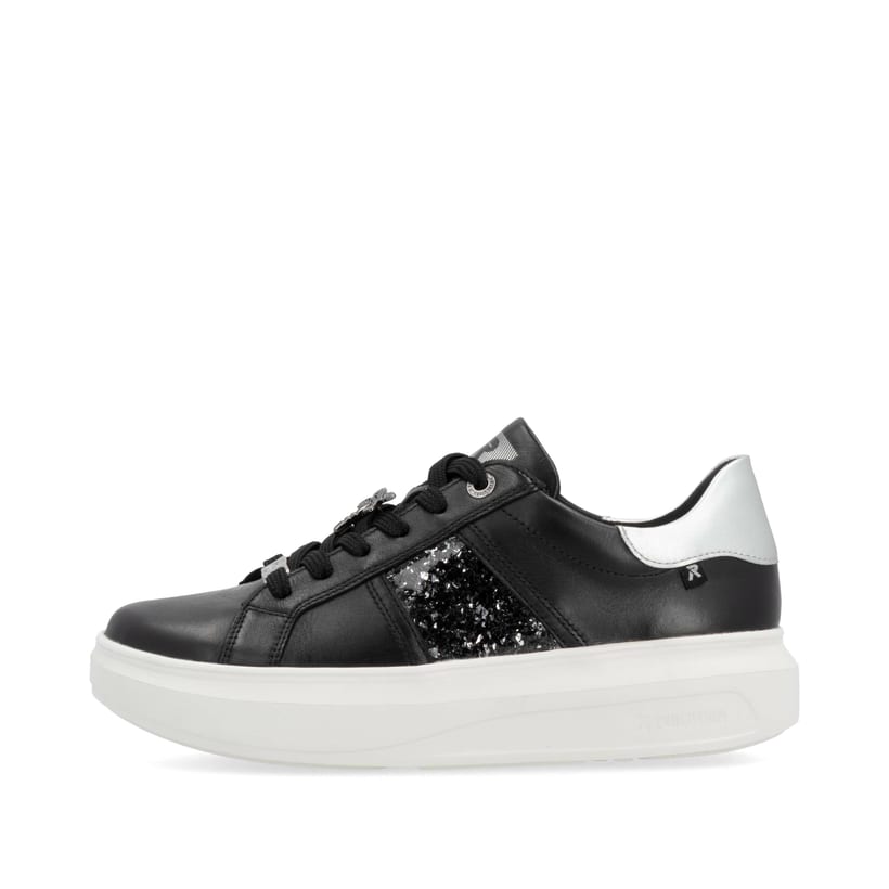 Rieker Artikelnummer W1202-00 Rieker Damen Sneaker Low mattschwarz-silber im Angebot
