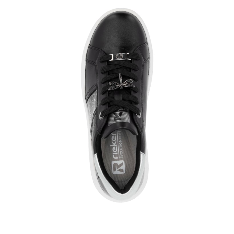 Rieker Artikelnummer W1202-00 Rieker Damen Sneaker Low mattschwarz-silber im Angebot