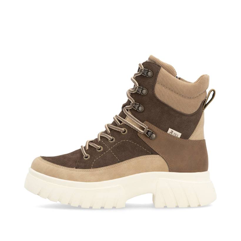 Rieker Artikelnummer W1871-25 Rieker Damen Schnürstiefel holzbraun-lehmbeige Meist gekauft