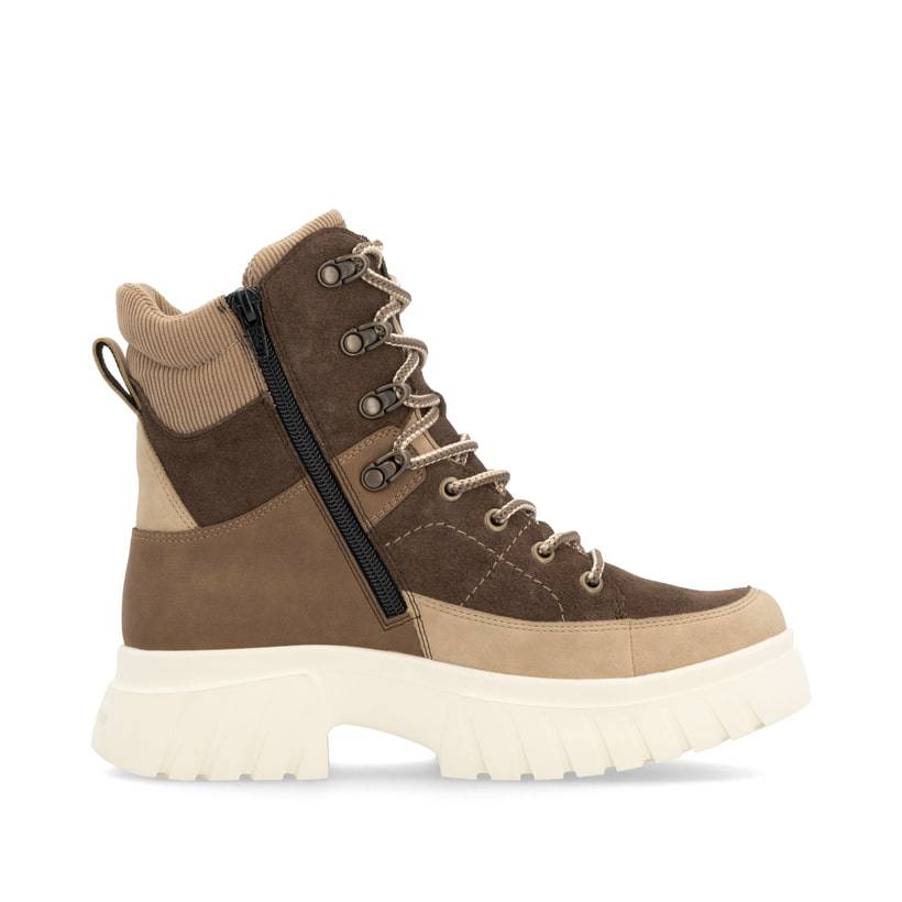 Rieker Artikelnummer W1871-25 Rieker Damen Schnürstiefel holzbraun-lehmbeige Meist gekauft
