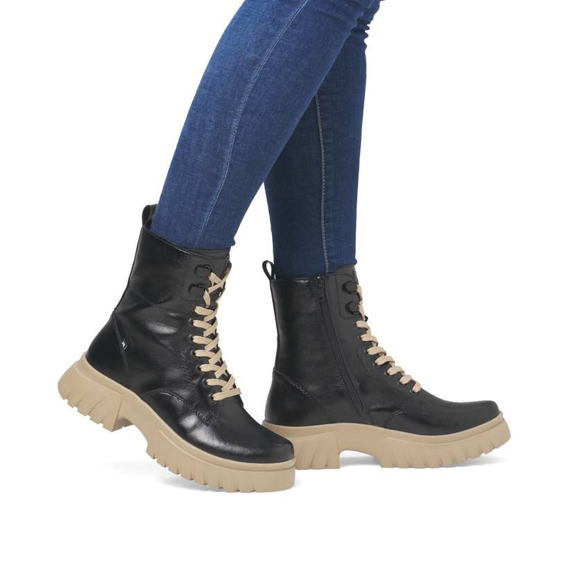 Rieker Artikelnummer W1870-00 Rieker Damen Schnürstiefel glanzschwarz Online