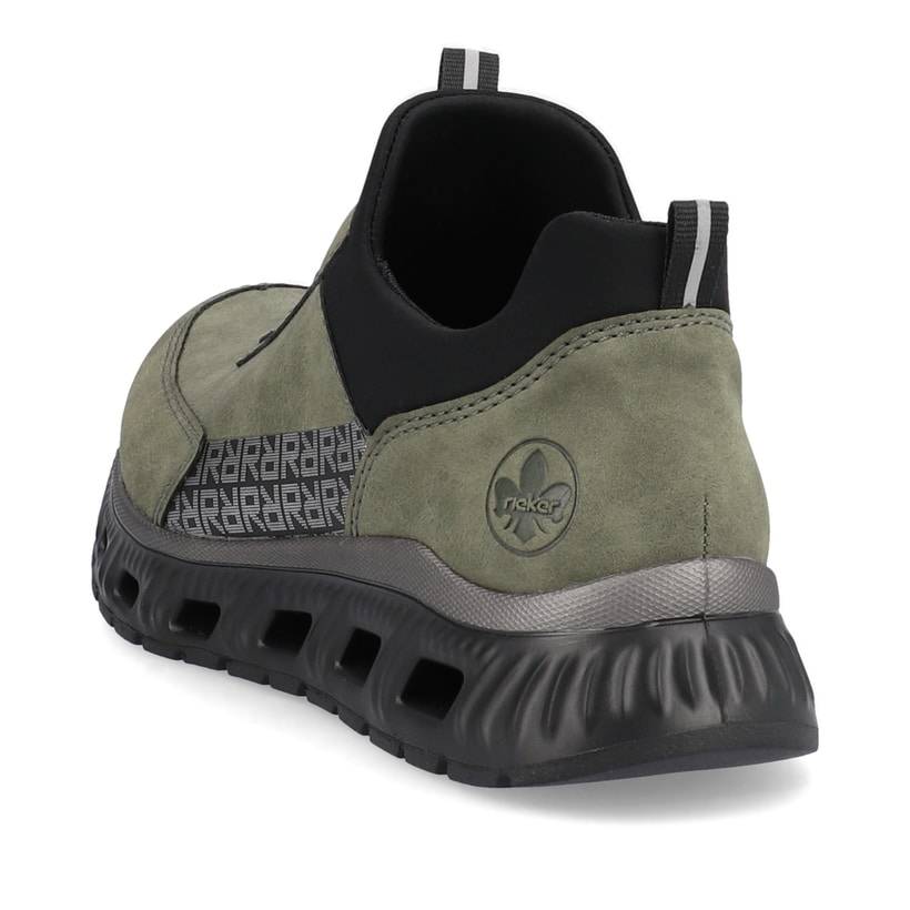Rieker Artikelnummer M6058-54 Rieker Damen Slipper khaki-schwarz Auslauf