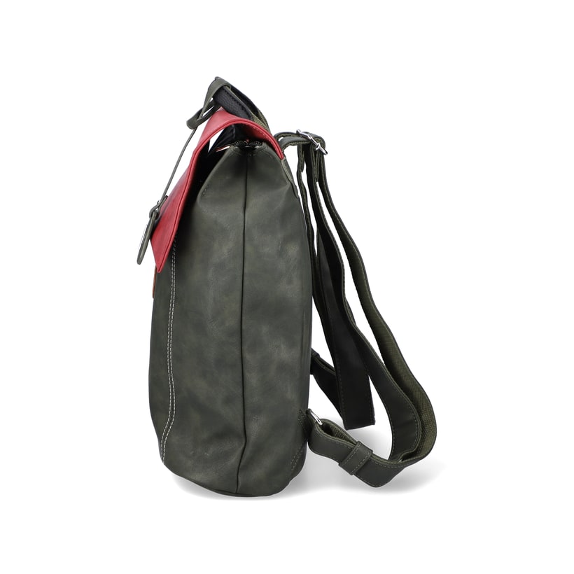 Rieker Artikelnummer H1357-54 Rieker Rucksack waldgrün-kirschrot Fabrikverkauf