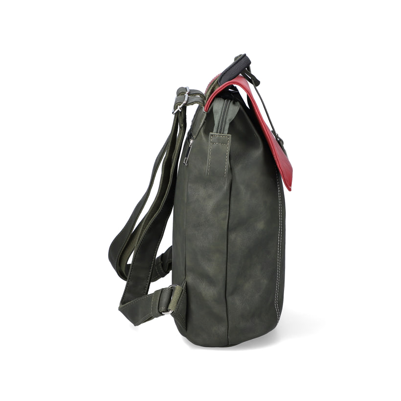 Rieker Artikelnummer H1357-54 Rieker Rucksack waldgrün-kirschrot Fabrikverkauf