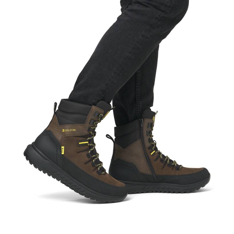 Rieker Artikelnummer U0171-25 Rieker Herren Schnürstiefel holzbraun-schwarz Auslauf