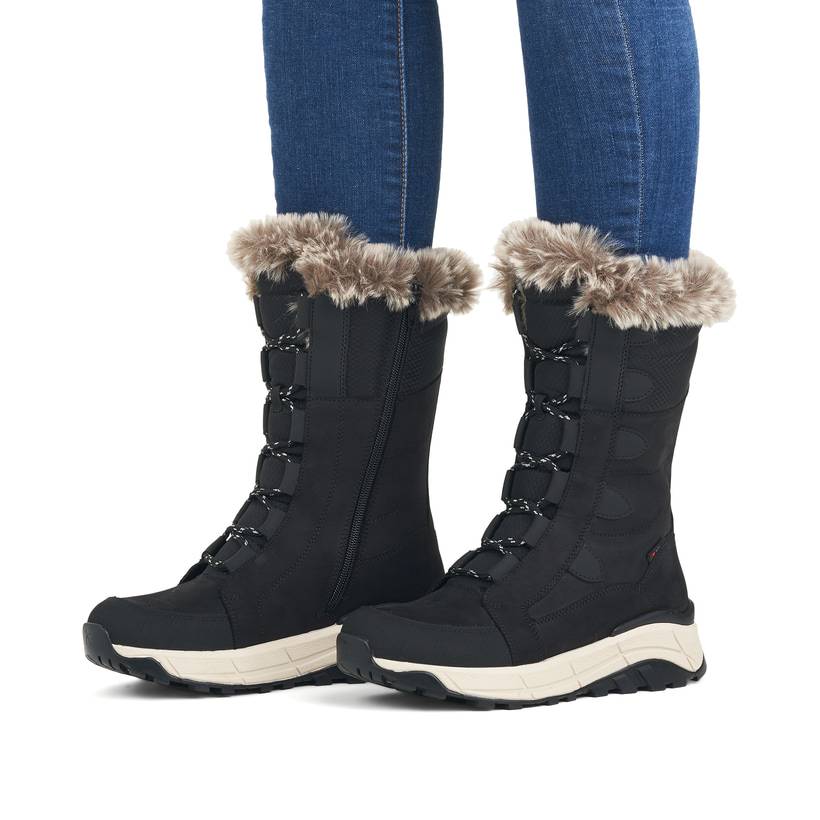 Rieker Artikelnummer W0070-00 Rieker Damen Schnürstiefel asphaltschwarz Schlussverkauf