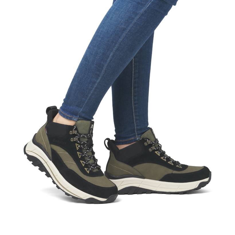 Rieker Artikelnummer W0067-54 Rieker Damen Schnürstiefel urbanschwarz-khaki Online