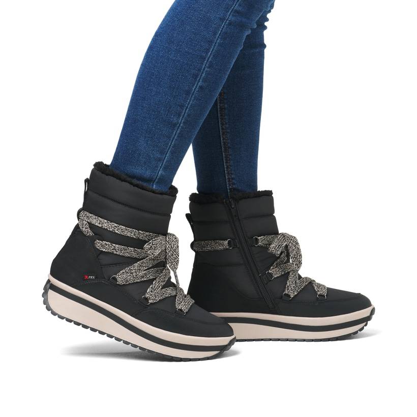 Rieker Artikelnummer W0971-00 Rieker Damen Schnürstiefel asphaltschwarz Top Angebot