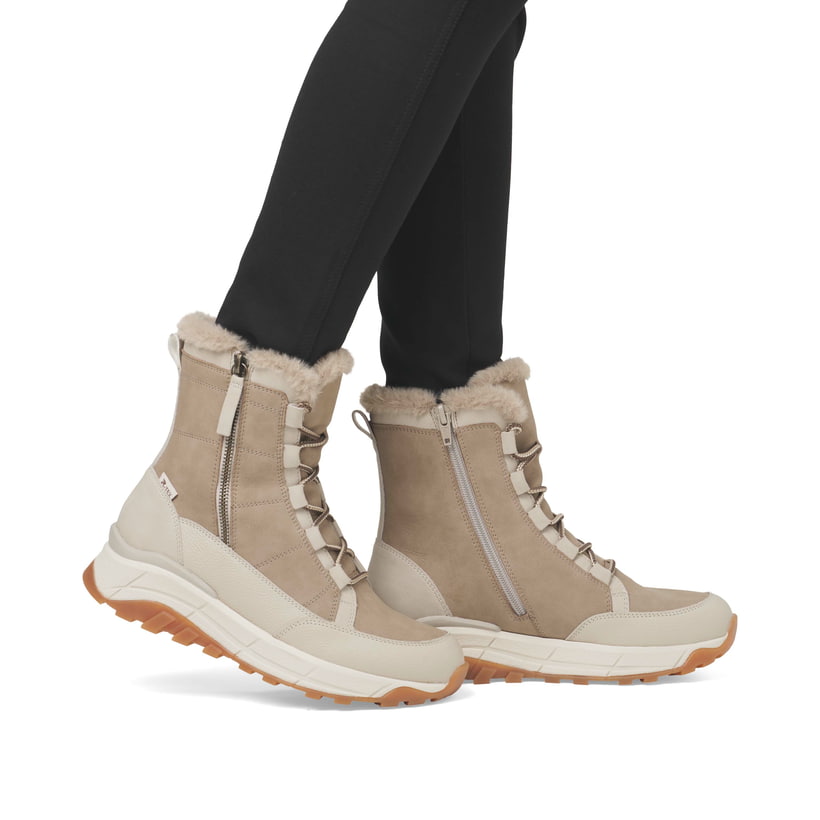 Rieker Artikelnummer W0071-20 Rieker Damen Schnürstiefel cremebeige Online