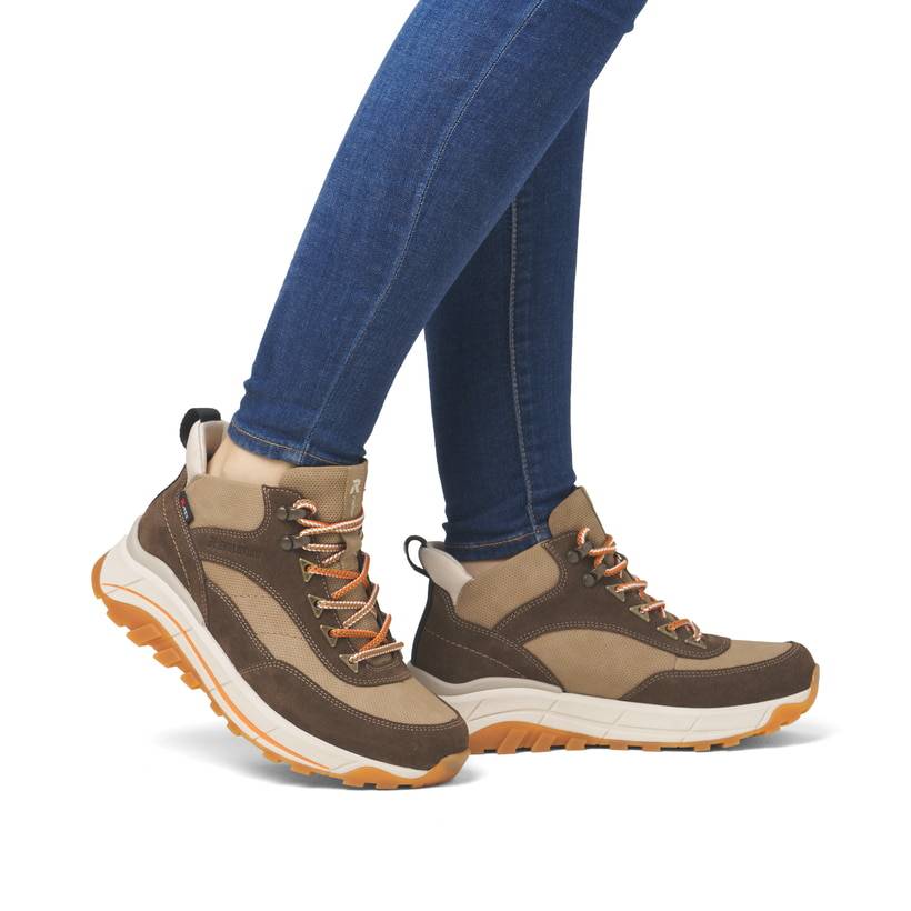Rieker Artikelnummer W0067-20 Rieker Damen Schnürstiefel hozbraun-beige Outlet