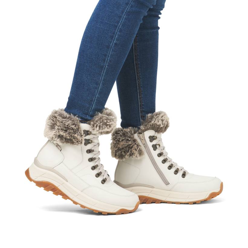 Rieker Artikelnummer W0063-80 Rieker Damen Schnürstiefel cremeweiß Hotsell
