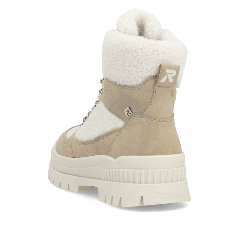 Rieker Artikelnummer W2173-62 Rieker Damen Schnürstiefel sandbeige-cremeweiß Günstiger Verkauf
