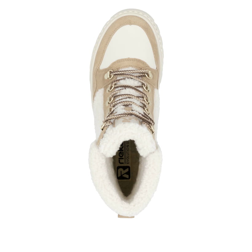 Rieker Artikelnummer W2173-62 Rieker Damen Schnürstiefel sandbeige-cremeweiß Günstiger Verkauf