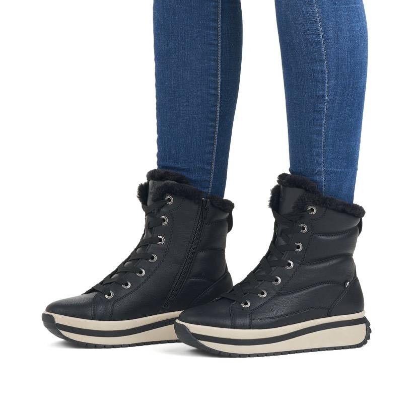 Rieker Artikelnummer W0963-01 Rieker Damen Schnürstiefel urbanschwarz Outlet