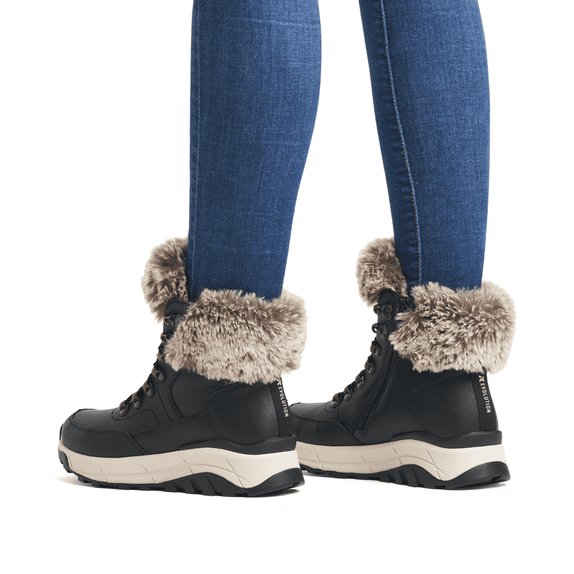 Rieker Artikelnummer W0063-00 Rieker Damen Schnürstiefel stahlschwarz Schlussverkauf
