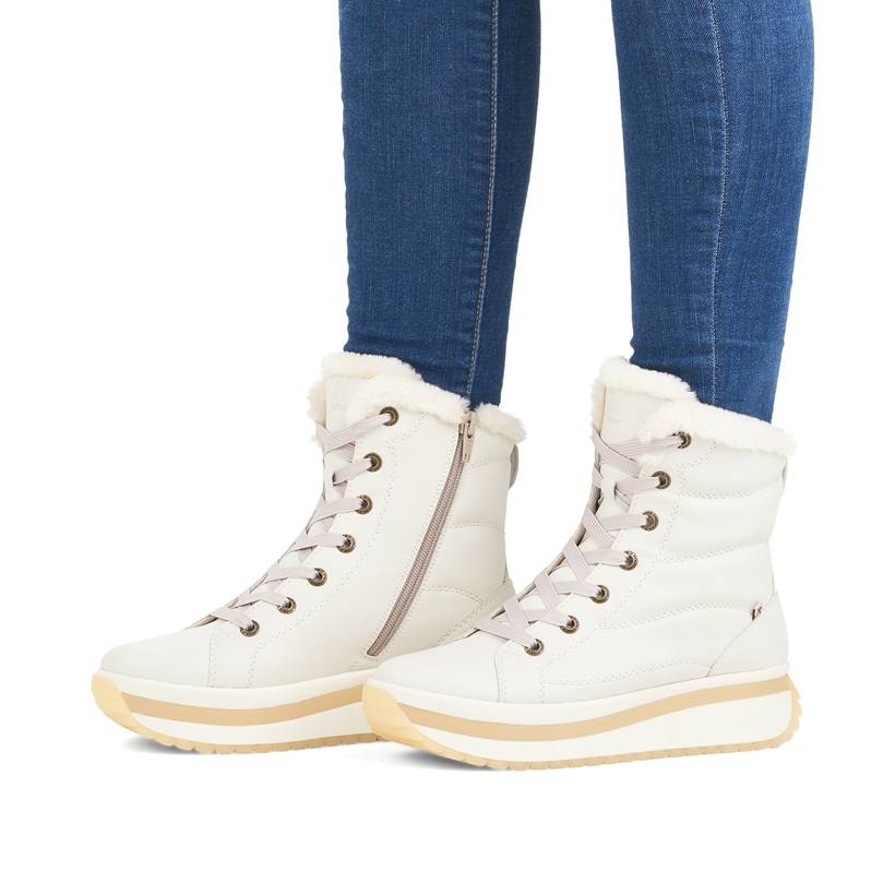 Rieker Artikelnummer W0963-80 Rieker Damen Schnürstiefel frostweiß Günstiger Verkauf