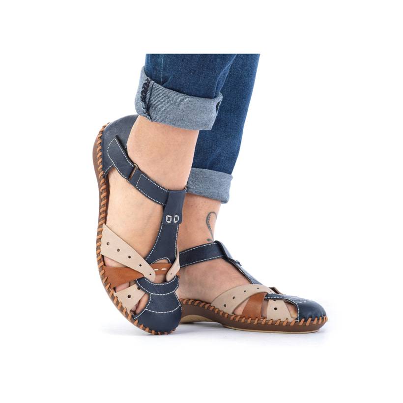 Rieker Artikelnummer M1655-14 Rieker Damen Riemchensandalen marineblau-beige Auslauf