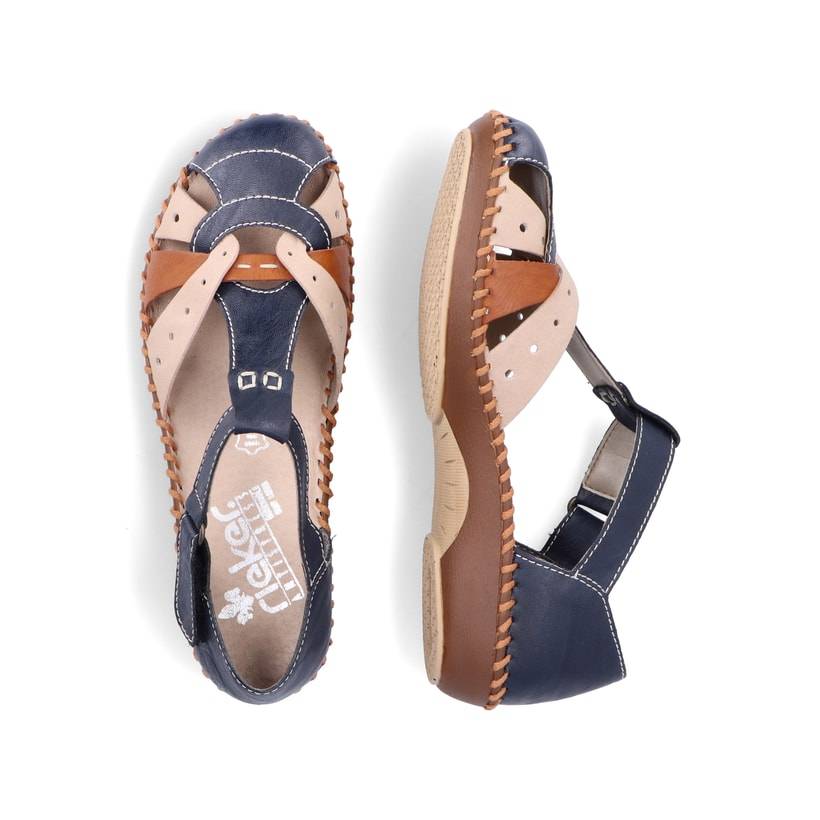Rieker Artikelnummer M1655-14 Rieker Damen Riemchensandalen marineblau-beige Auslauf