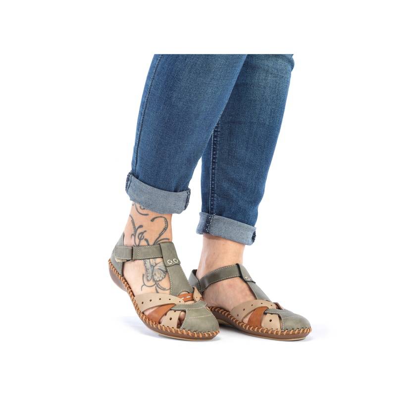 Rieker Artikelnummer M1655-54 Rieker Damen Riemchensandalen mintgrün-beige Hotsell