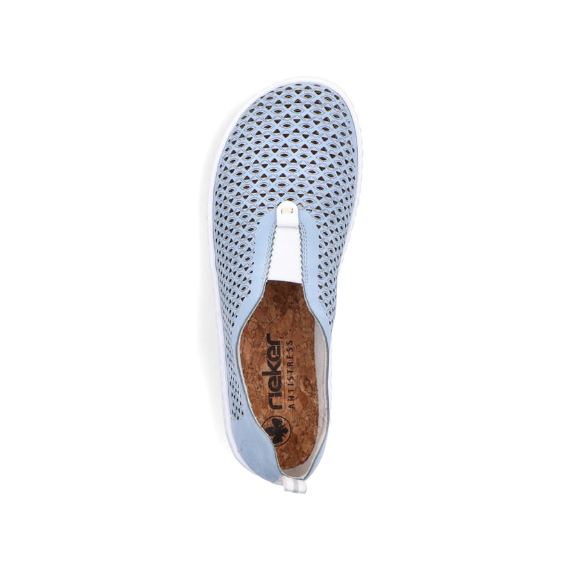 Rieker Artikelnummer 52866-10 Rieker Damen Slipper hellblau Günstiger Verkauf
