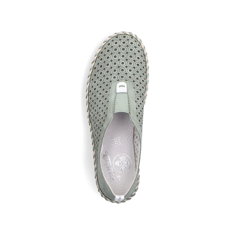 Rieker Artikelnummer N1963-52 Rieker Damen Slipper khakigrün Auslauf