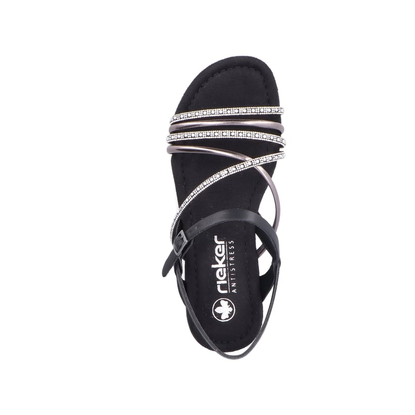 Rieker Artikelnummer 65262-00 Rieker Damen Riemchensandalen tiefschwarz Günstiger Verkauf