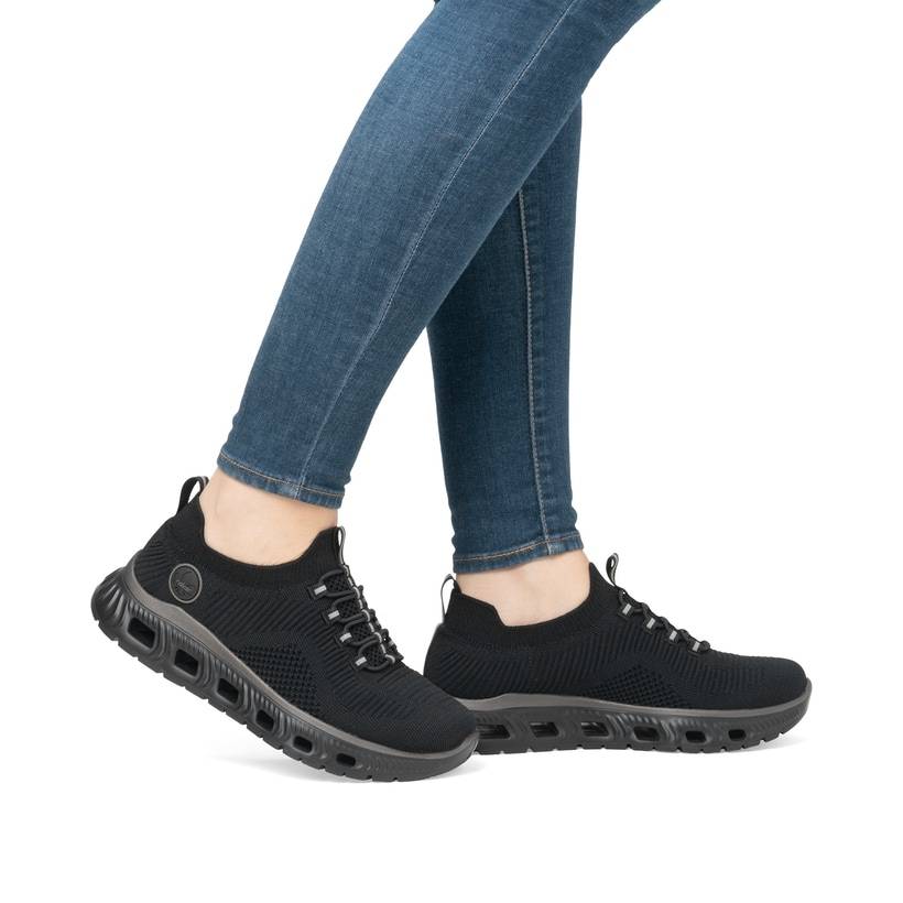 Rieker Artikelnummer M6074-00 Rieker Damen Slipper graphitschwarz Fabrikverkauf