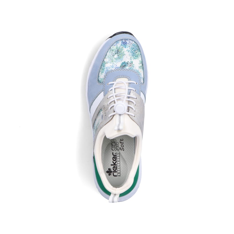 Rieker Artikelnummer N5251-91 Rieker Damen Slipper babyblau-cremeweiss Hotsell