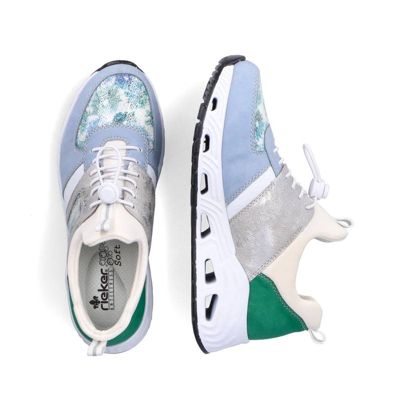 Rieker Artikelnummer N5251-91 Rieker Damen Slipper babyblau-cremeweiss Hotsell