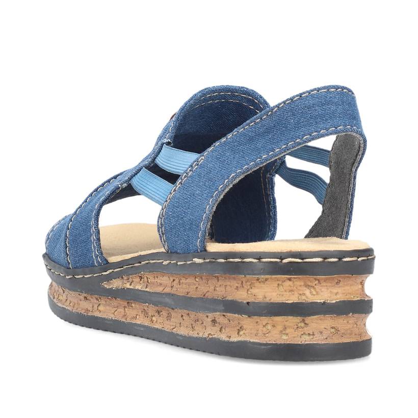 Rieker Artikelnummer 62982-12 Rieker Damen Keilsandaletten meeresblau im Angebot