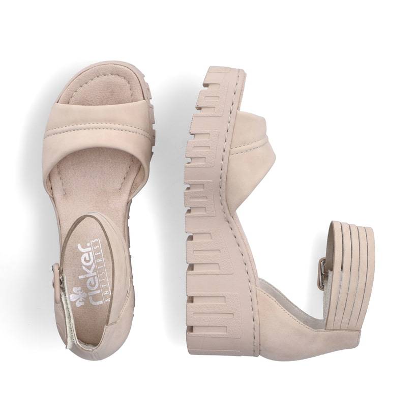 Rieker Artikelnummer 68093-60 Rieker Damen Keilsandaletten sandbeige Outlet