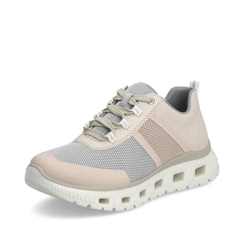 Rieker Artikelnummer M6006-90 Rieker Damen Sneaker Low hellbeige-pastellblau-rosa Hotsell