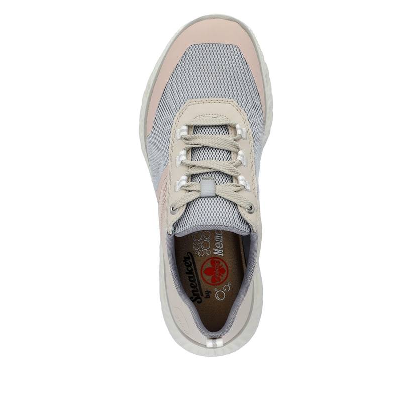 Rieker Artikelnummer M6006-90 Rieker Damen Sneaker Low hellbeige-pastellblau-rosa Hotsell
