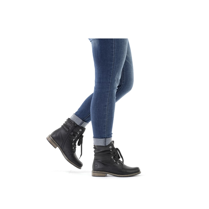 Rieker Artikelnummer 71218-00 Rieker Damen Schnürstiefel asphaltschwarz Fabrikverkauf