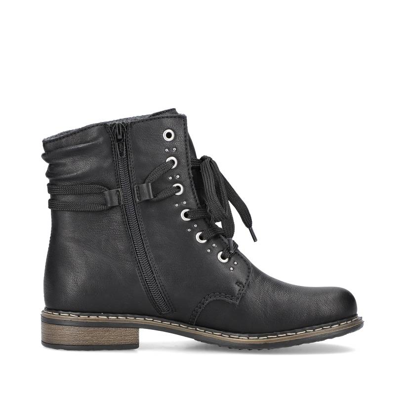Rieker Artikelnummer 71218-00 Rieker Damen Schnürstiefel asphaltschwarz Fabrikverkauf