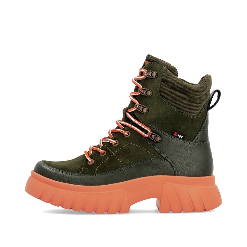 Rieker Artikelnummer W1871-54 Rieker Damen Schnürstiefel khaki-glutorange