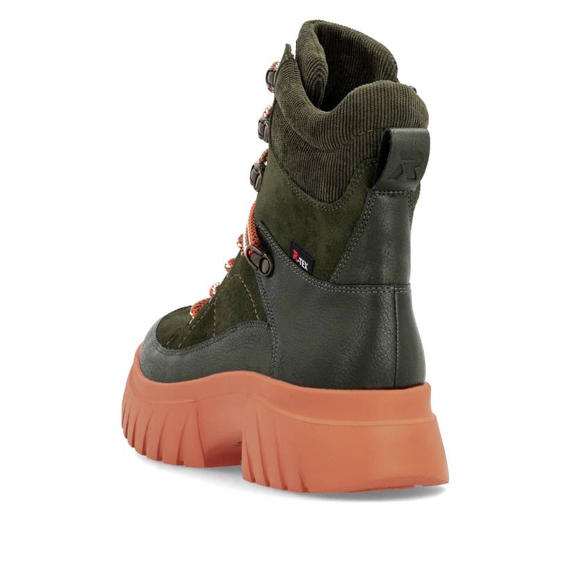 Rieker Artikelnummer W1871-54 Rieker Damen Schnürstiefel khaki-glutorange im Angebot