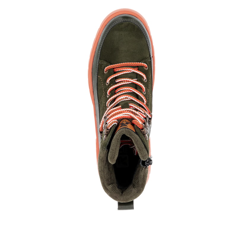 Rieker Artikelnummer W1871-54 Rieker Damen Schnürstiefel khaki-glutorange im Angebot