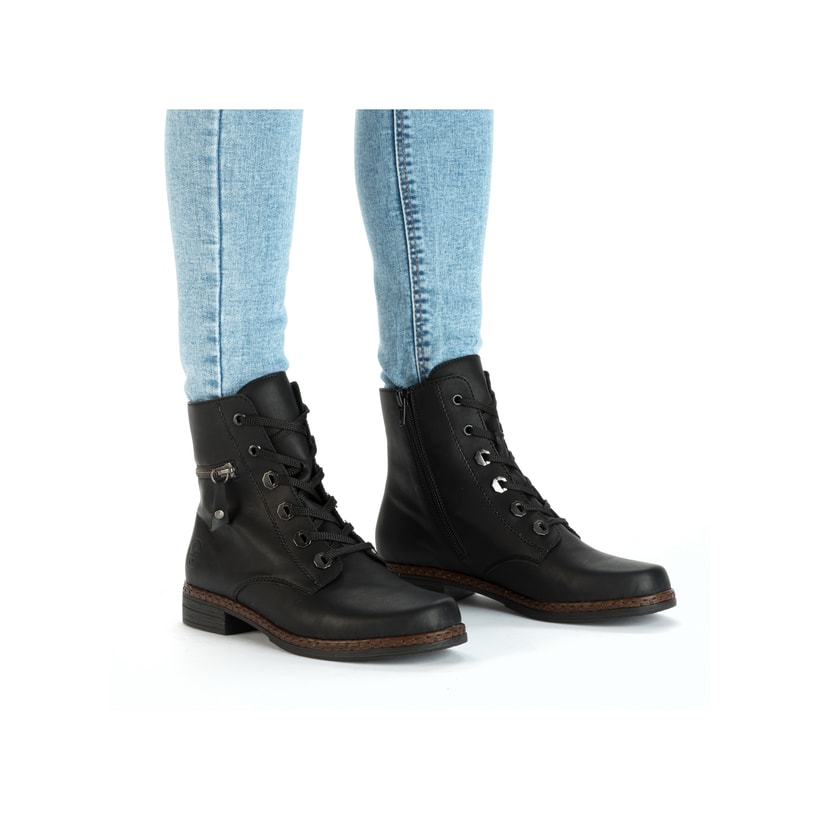 Rieker Artikelnummer 75142-01 Rieker Damen Schnürstiefel carbonschwarz Günstiger Verkauf