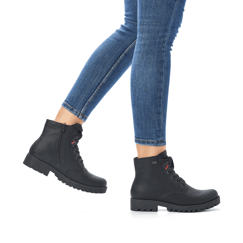Rieker Artikelnummer 785M1-00 Rieker Damen Schnürstiefel mattschwarz Auslauf