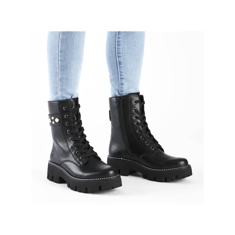 Rieker Artikelnummer Y3354-00 Rieker Damen Schnürstiefel mattschwarz Fabrikverkauf