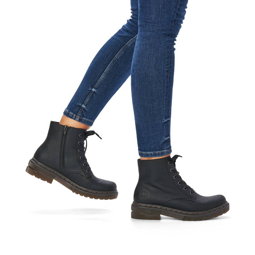 Rieker Artikelnummer 78240-00 Rieker Damen Schnürstiefel carbonschwarz Fabrikverkauf
