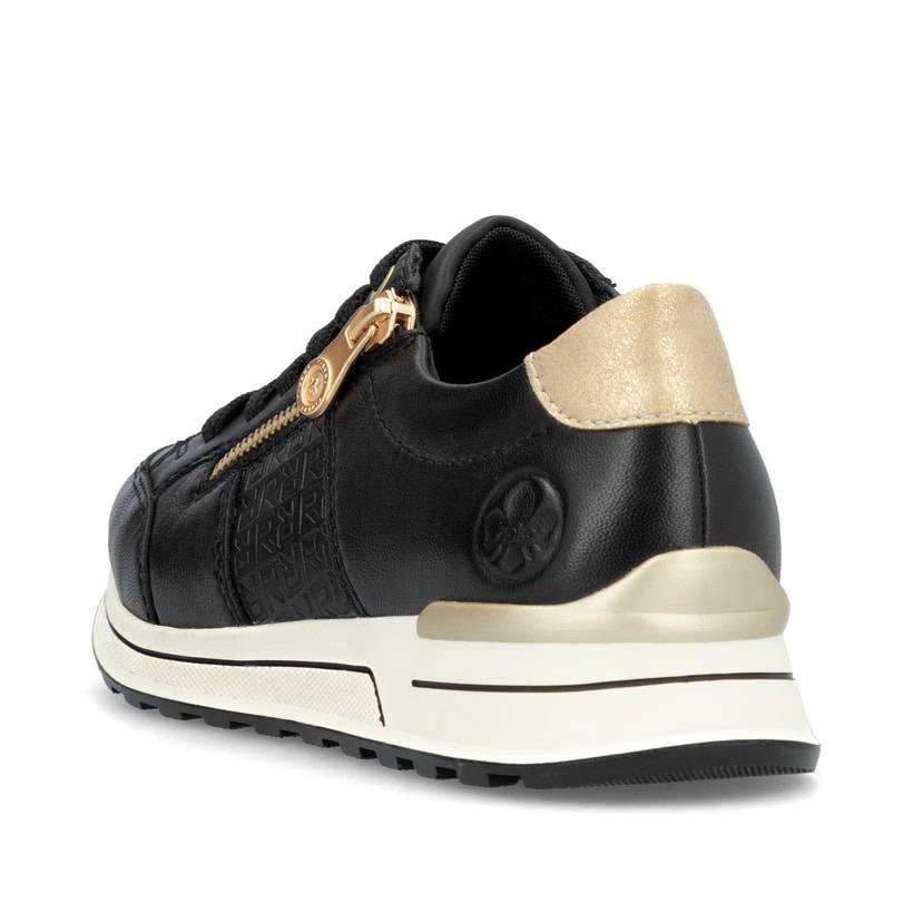Rieker Artikelnummer N1406-00 Rieker Damen Sneaker Low tiefschwarz-gold Großer Ausverkauf