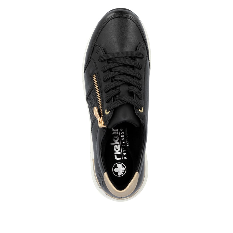Rieker Artikelnummer N1406-00 Rieker Damen Sneaker Low tiefschwarz-gold Großer Ausverkauf