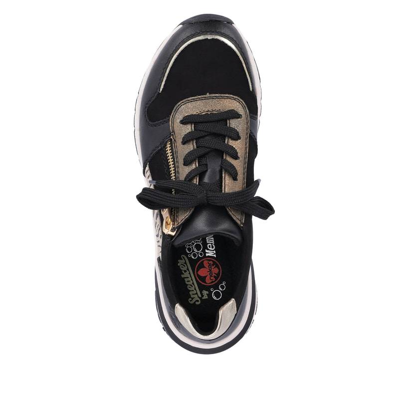 Rieker Artikelnummer M6616-00 Rieker Damen Sneaker Low urbanschwarz-gold-zebra Lagerräumung