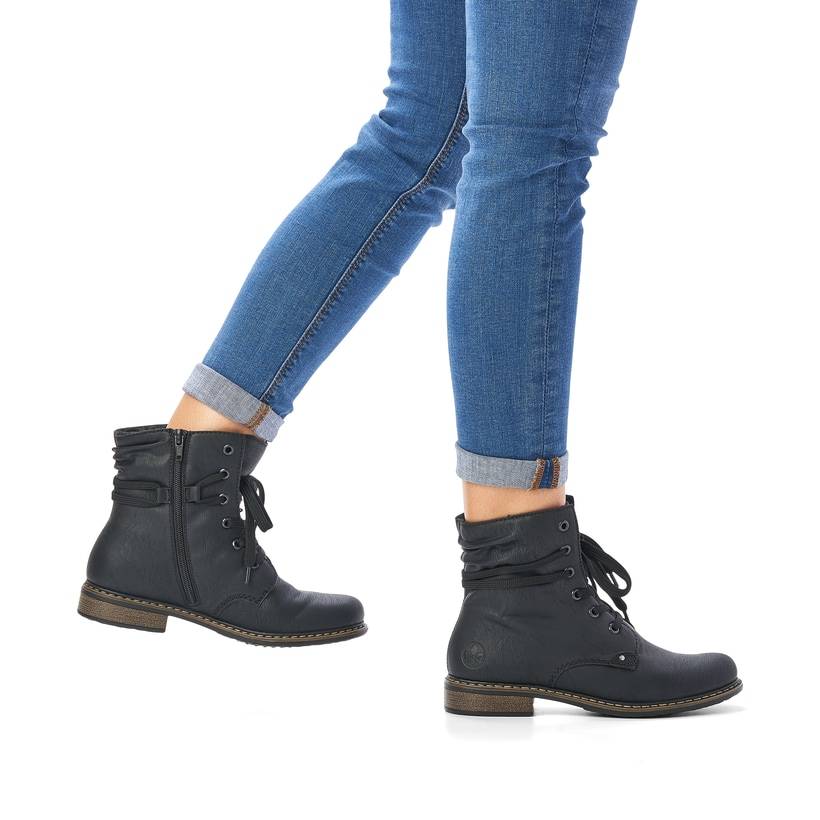 Rieker Artikelnummer 71229-02 Rieker Damen Schnürstiefel asphaltschwarz Fabrik Onlineshop